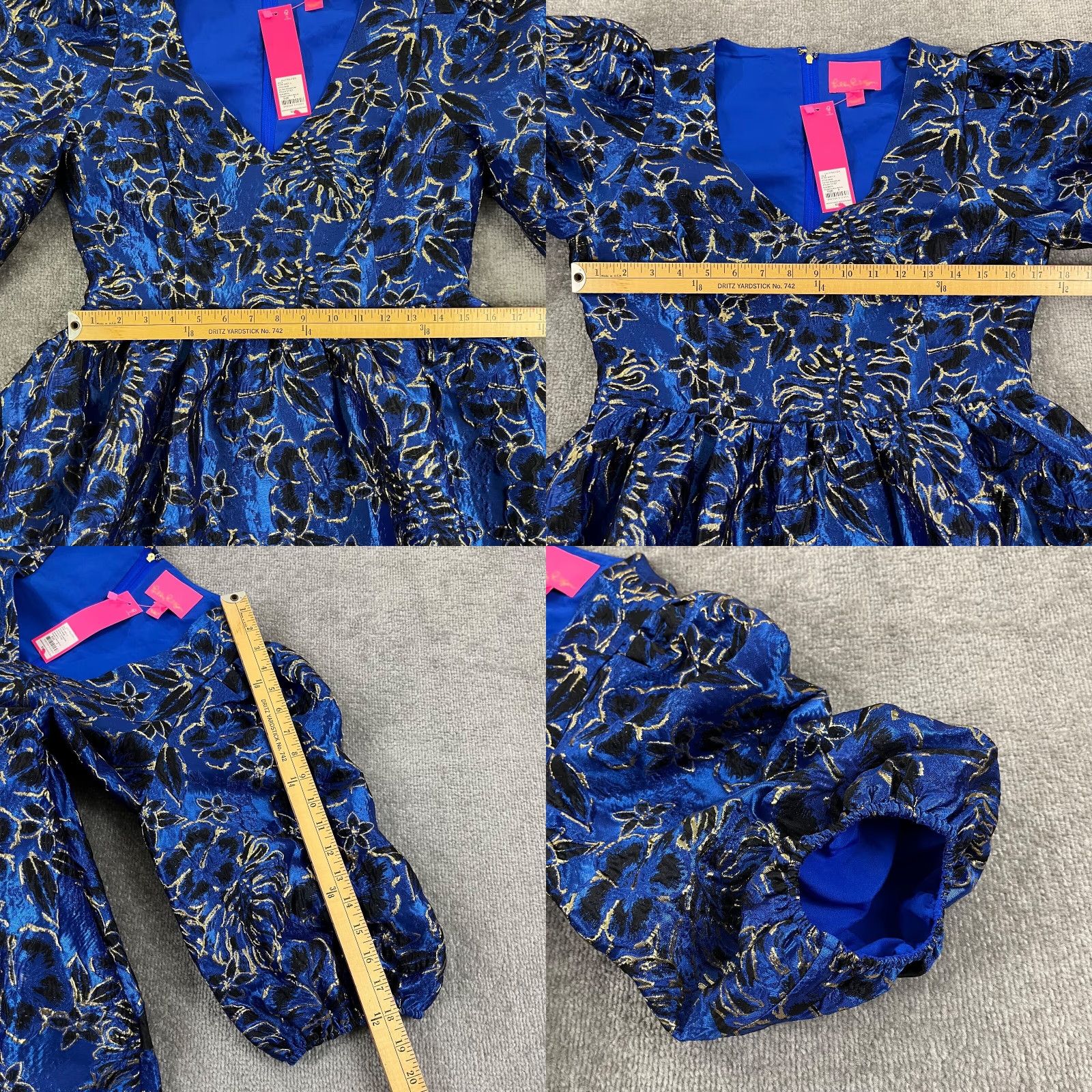 Lilly Pulitzer VINTAGE not applicable; proceed with Lilly Pulitzer Dress Women 8 Calyssa Blue Grotto Twilight Floral Brocade NEW Size M / US 6-8 / IT 42-44 - 8 Thumbnail
