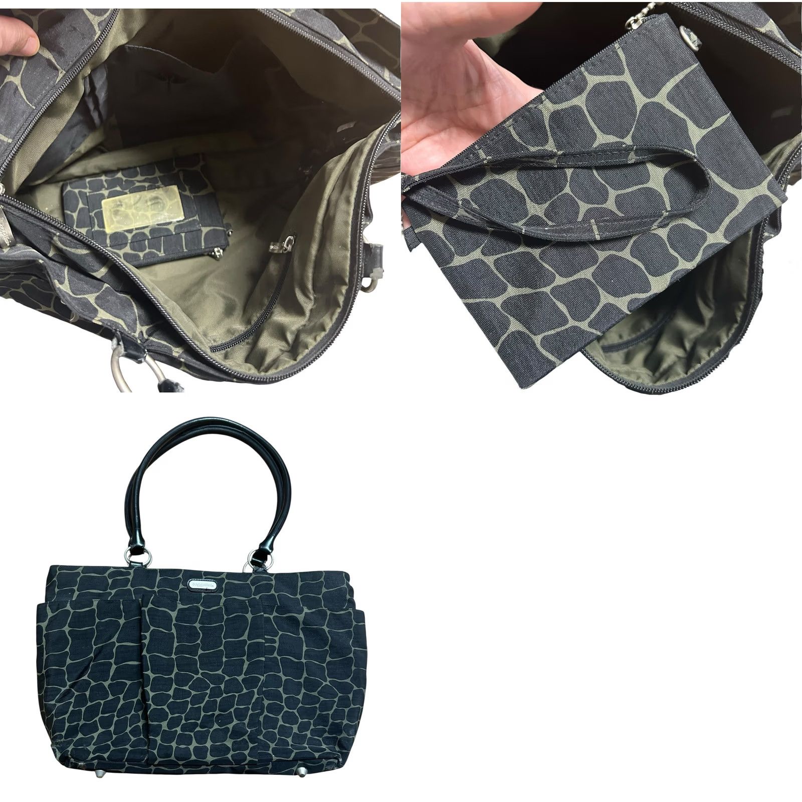 Vintage Baggallini Tote Shoulder Bag Women's Animal Print Black All Around Bag Size ONE SIZE - 11 Thumbnail