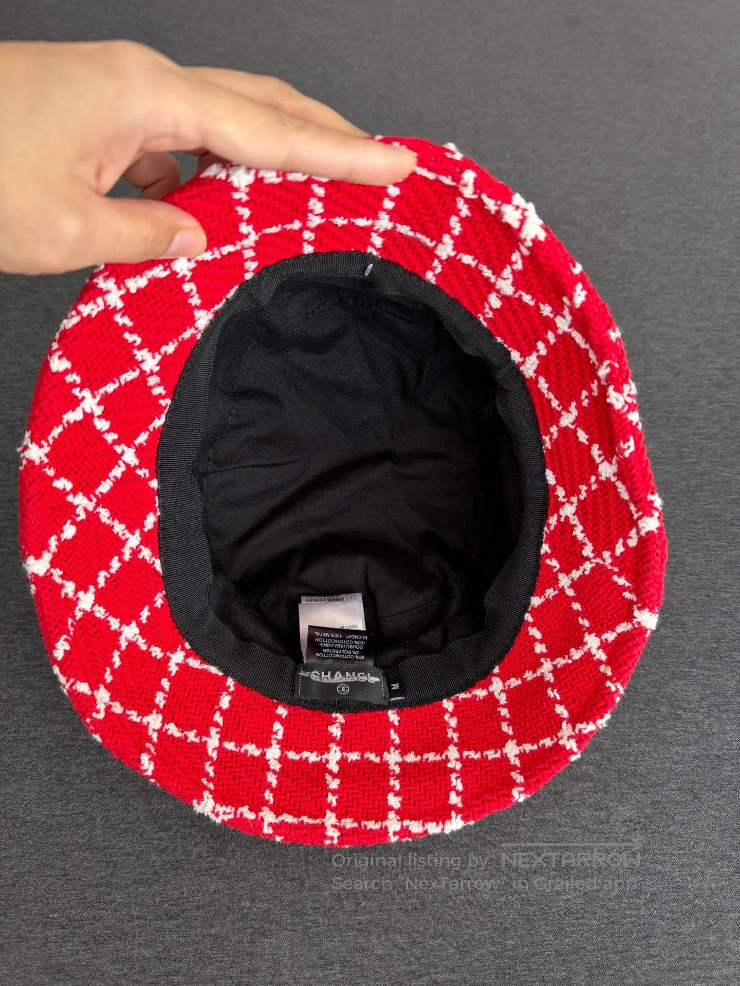 Chanel Chanel Red Plaid Tweed Bucket Hat. Size ONE SIZE - 3 Thumbnail