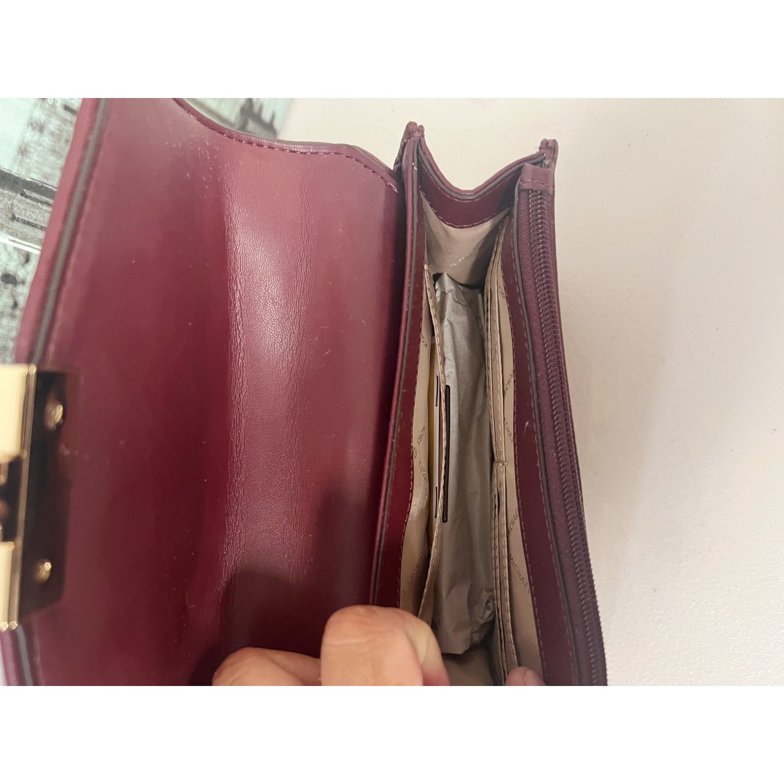 Michael Kors Michael Kors 35F1GXOL2U Rose Medium Flap Burgundy Studded Size ONE SIZE - 7 Thumbnail