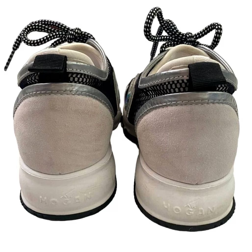 Hogan Hogan Sneaker Womens Size 5 Gray Black Wedge Athletic Suede Fabric Metallic Leather Inserts Concealed 2.5" Discoloration at Top Line Size US 5 / IT 35 - 5 Thumbnail