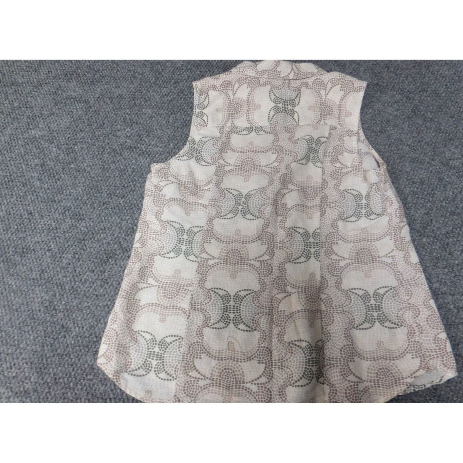 Apt. 9 Apt 9 Womens Blouse L Beige Button-Up Sleeveless Crew Neck Casual Tunic Regular Womens Size L / US 10 / IT 46 - 7 Thumbnail
