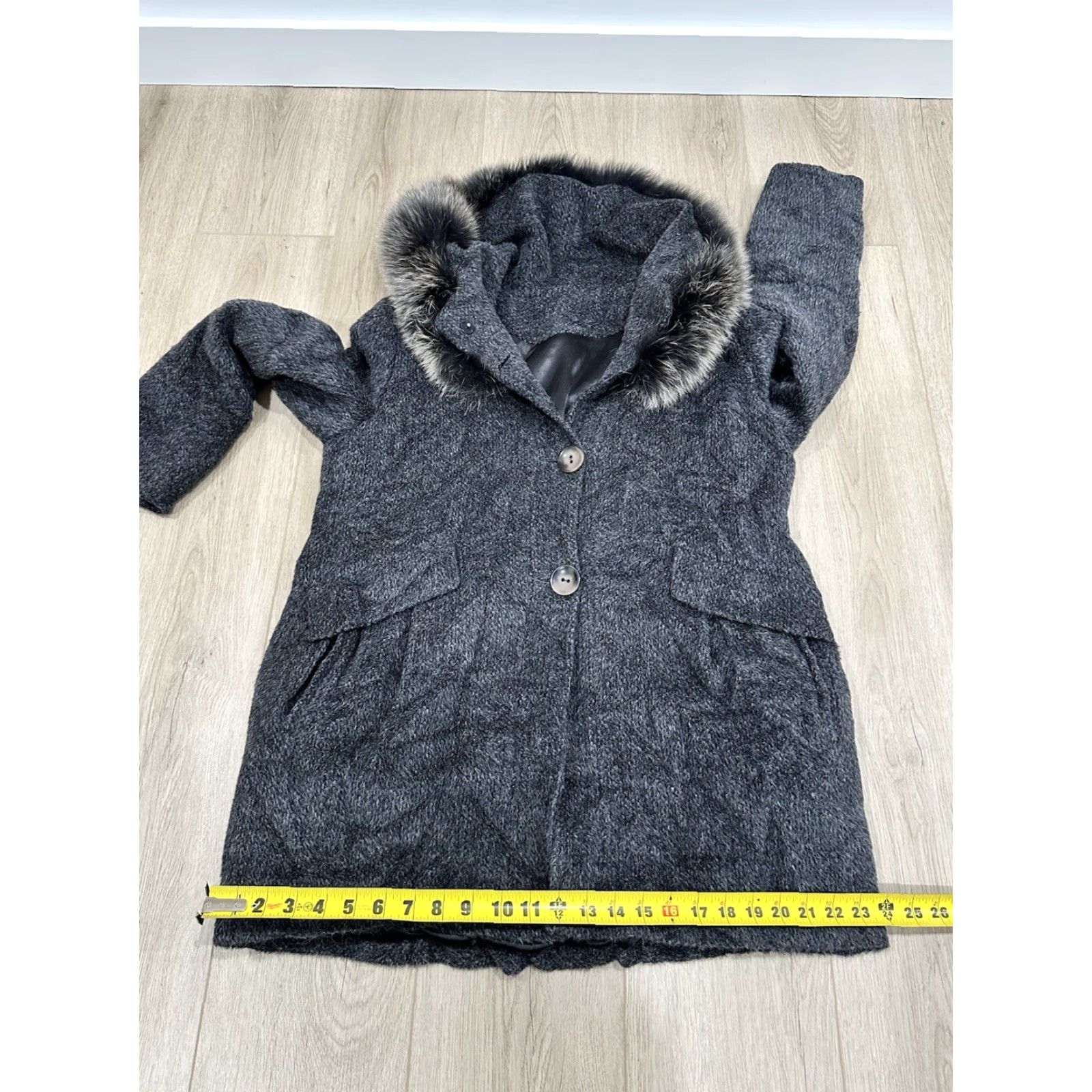 Vintage VINTAGE Alpaca Jacket Made In Canada With Real Fox Fur Trim Gray M Medium Women Jacket Fox Size M / US 6-8 / IT 42-44 - 7 Thumbnail