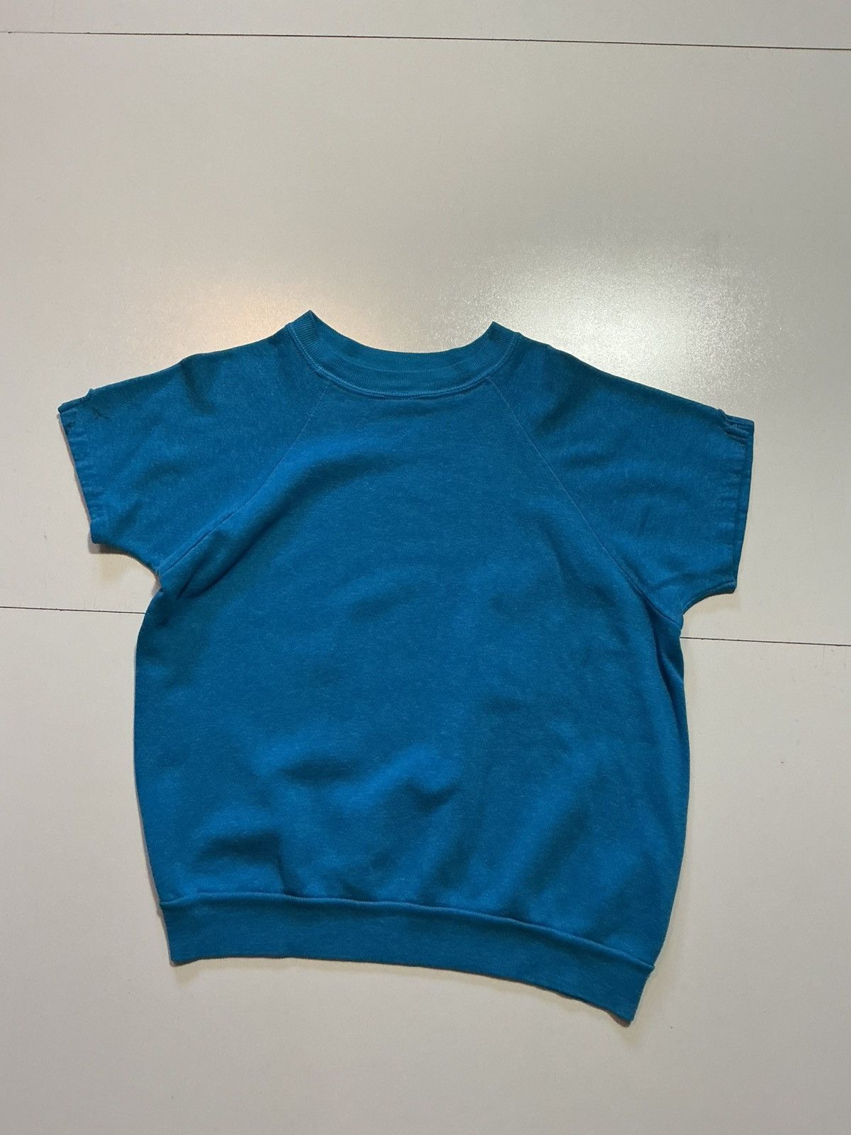 Vintage Vintage 70s 80s Short Sleeve Blue Blank Pullover Sweatshirt Size US S / EU 44-46 / 1 - 1 Thumbnail