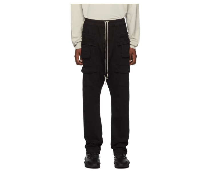 Rick Owens Drkshdw Rick Owens Men's Black Cotton Tapered Cargo Pants Size US 30 / EU 46 - 3 Thumbnail
