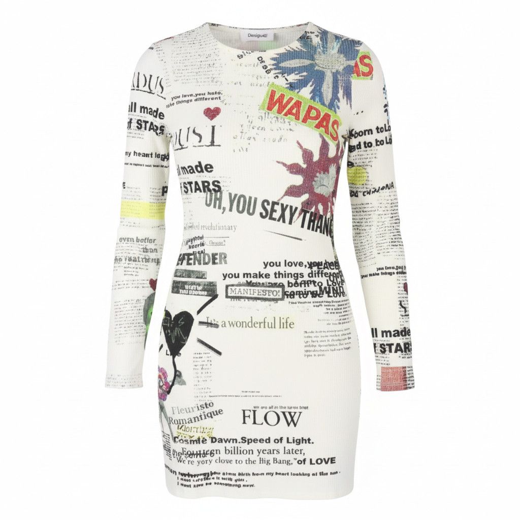 Desigual VEST WAPAS M Patterned Long Sleeve Mini Dress 89015 Size M / US 6-8 / IT 42-44 - 1 Thumbnail