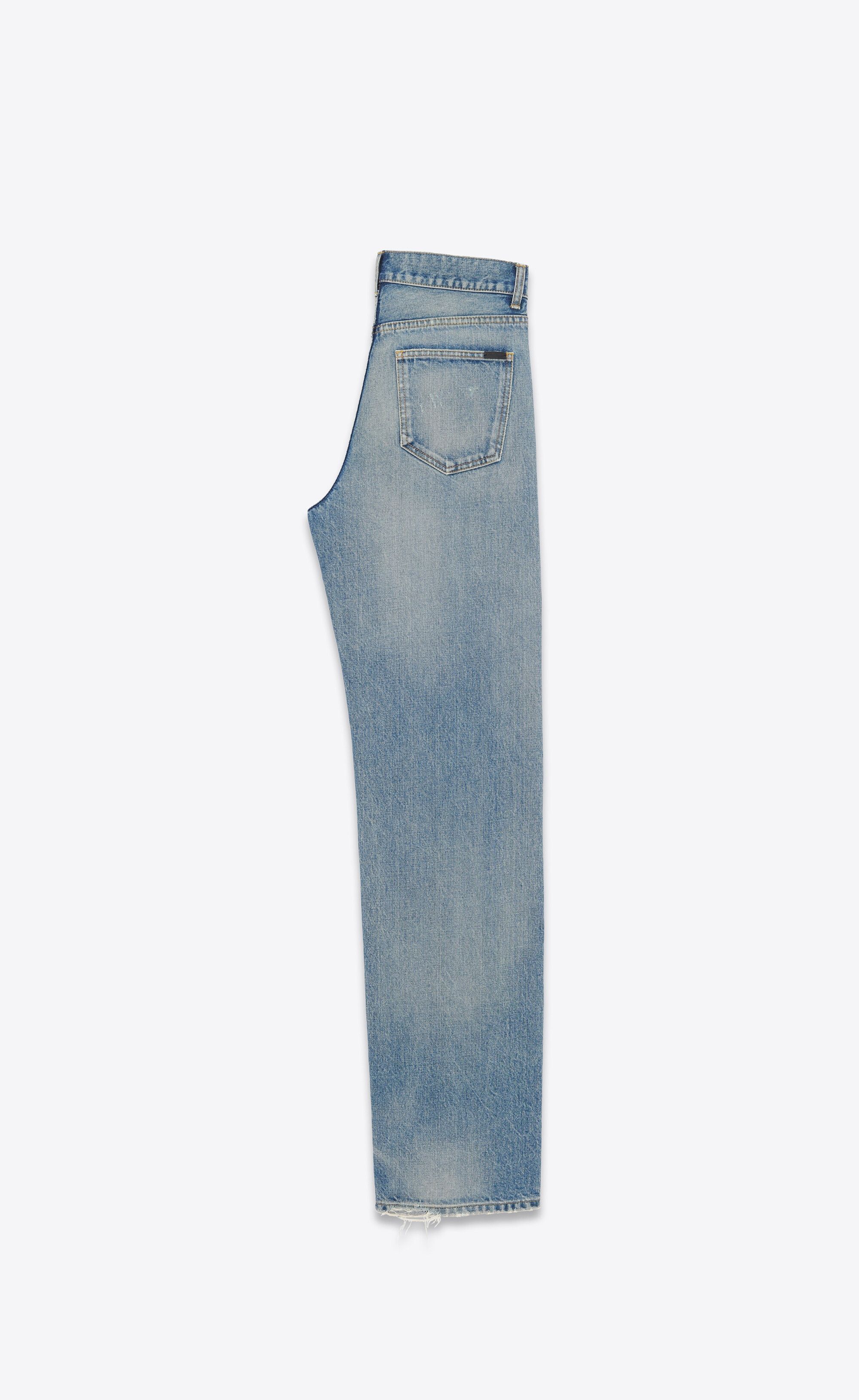 Saint Laurent Paris o1s1wg110325 775736 Long Baggy Jeans in Denim Blue Size US 31 - 2 Thumbnail