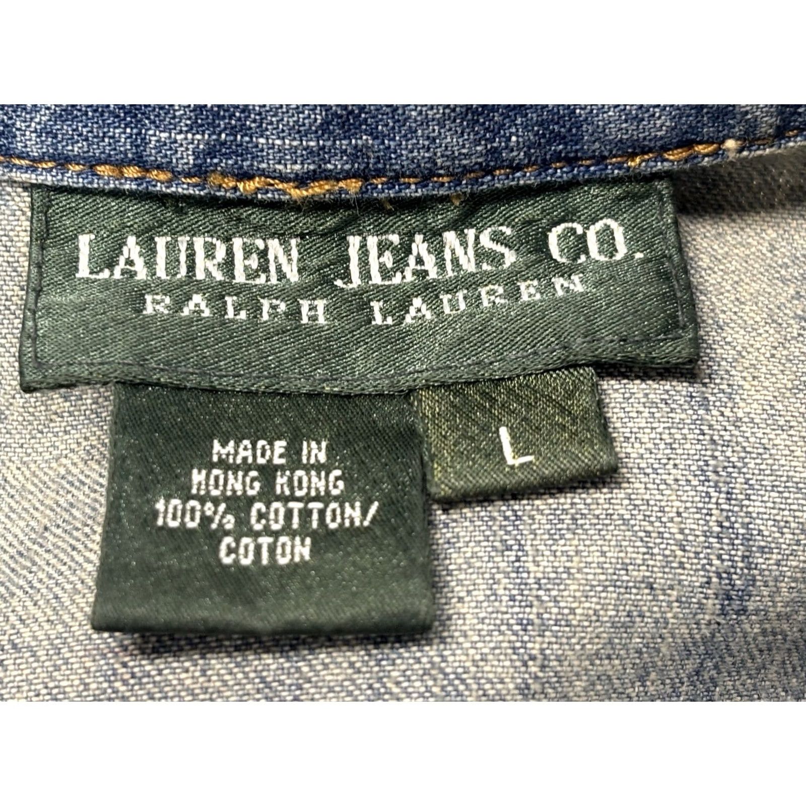 CO VINTAGE Ralph Lauren Jeans Co Denim Ruffle Shirt Women’s L Blue Western Boho Cowgirl Size L / US 10 / IT 46 - 6 Thumbnail