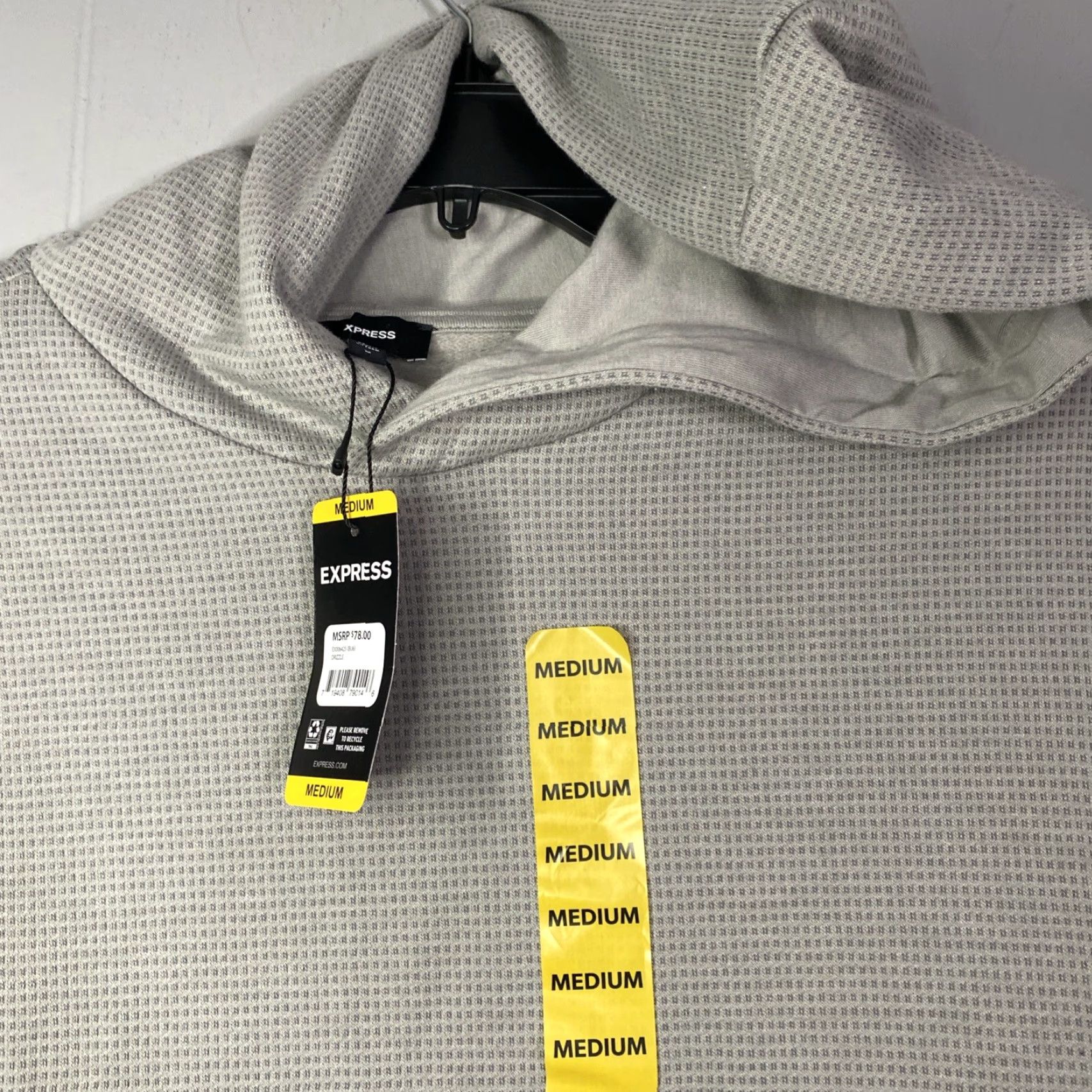 Express Express Hoodie Mens M Gray Drizzle NWT EX006425 BU6 M MSRP 8.00 Size US M / EU 48-50 / 2 - 2 Thumbnail