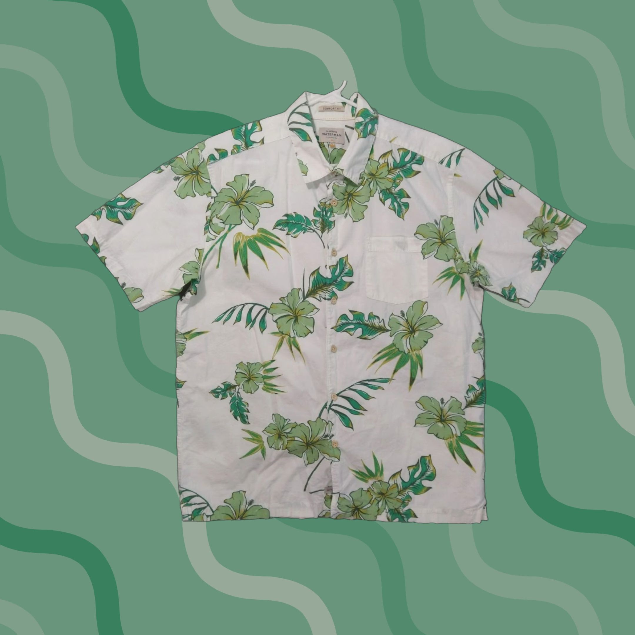 Quiksilver Quiksilver Waterman Collection Shirt Mens Large White Floral Hawaiian Size US L / EU 52-54 / 3 - 1 Thumbnail