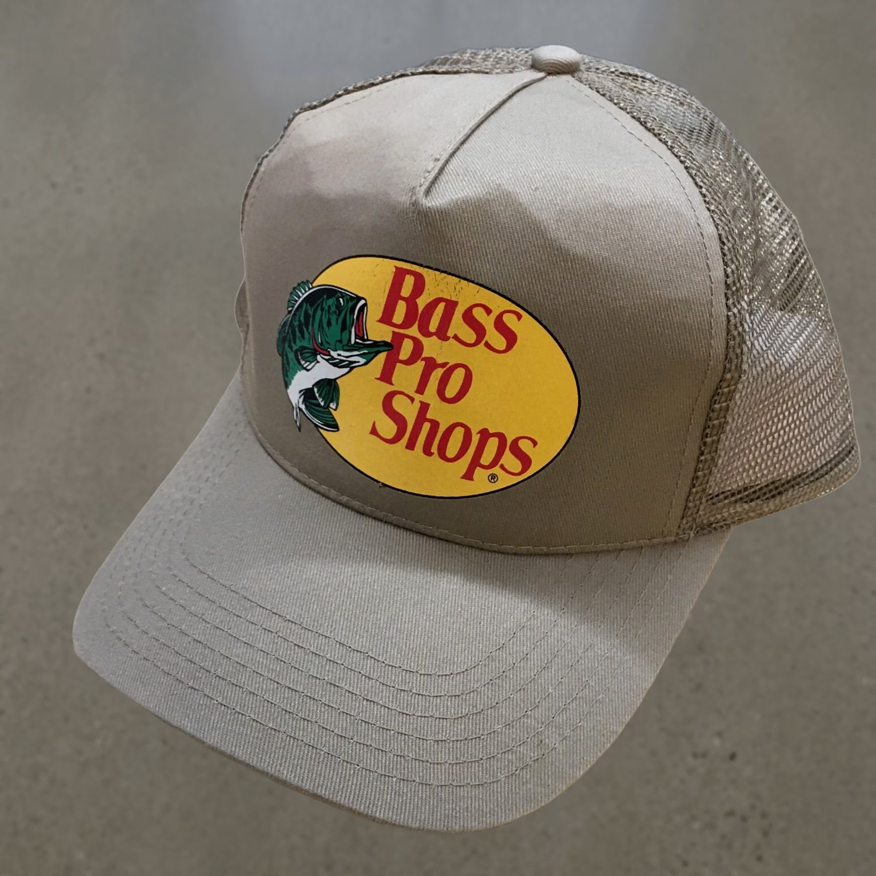 Bass Pro Shops Bass Pro Shops Trucker Hat Mens Beige OS Adjustable Curved Brim Embroidered Logo Size ONE SIZE - 1 Thumbnail