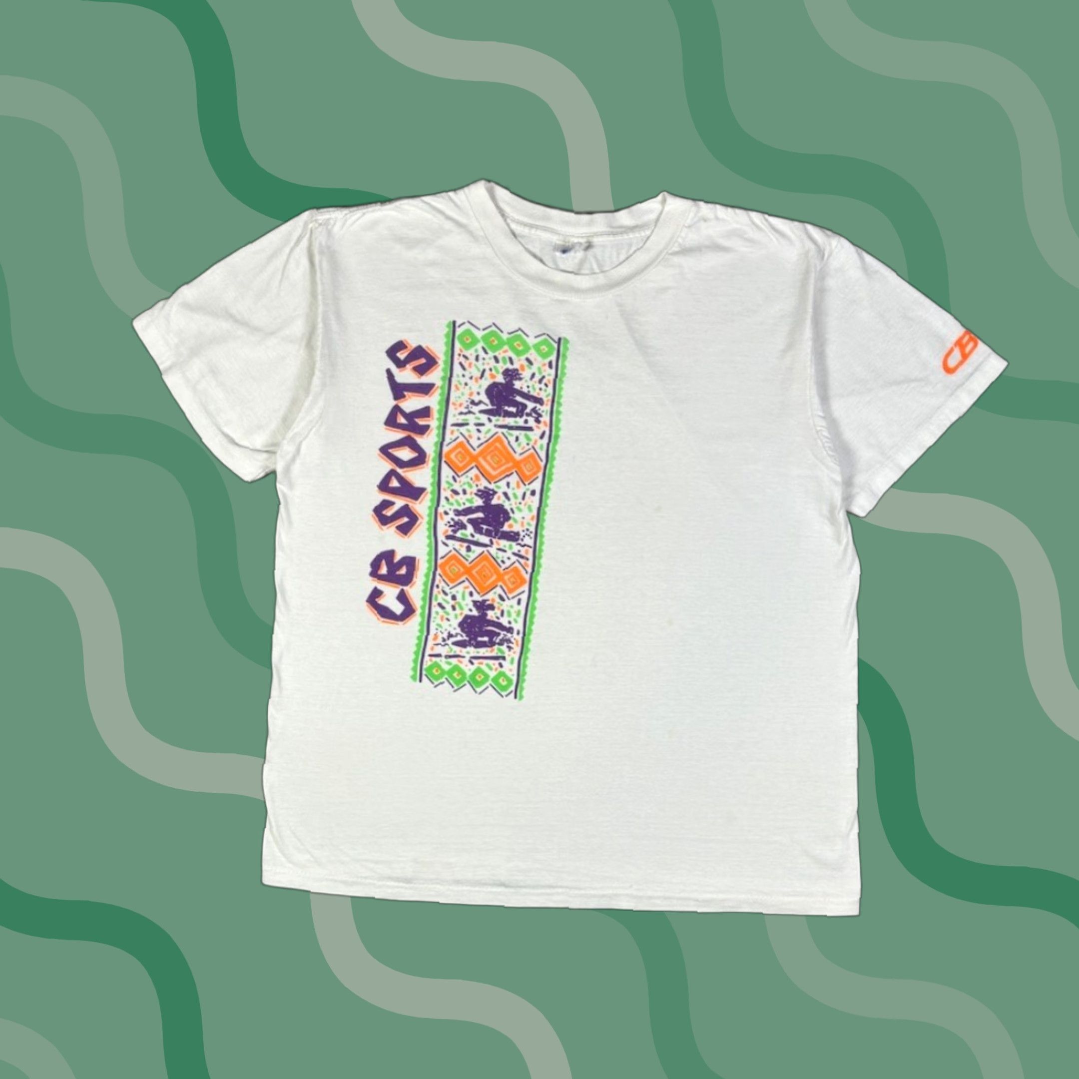CB Sports VINTAGE CB Sports T-Shirt 90s XL Men White Cotton Graphic Print Crew Neck Short Sleeve Breathable All Seasons Double-Sided 80s? Size US XL / EU 56 / 4 - 1 Thumbnail