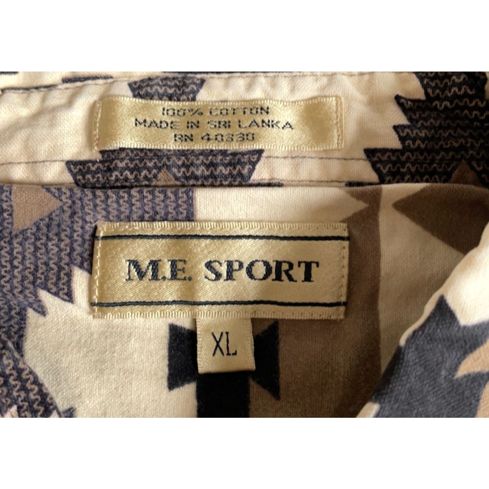 Vintage VINTAGE M.E. Sport Shirt Geometric 90s Aztec Southwestern Button-Up Cotton Flannel XL Mens Beige Brown Size US XL / EU 56 / 4 - 3 Thumbnail
