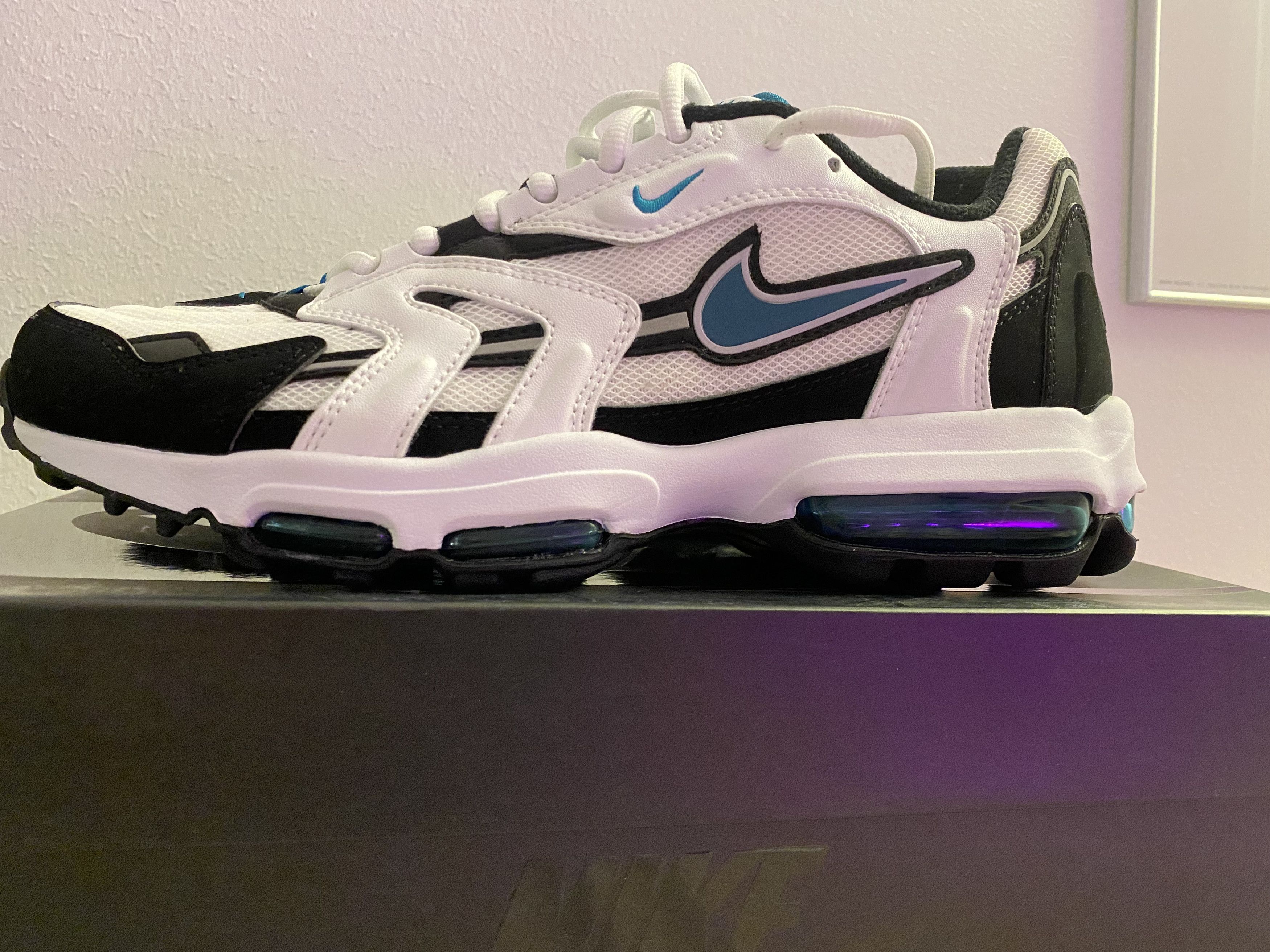 image of Nike Air Max 96 Ii Xx Shoes in White/Mystic Teal/Black, Men's