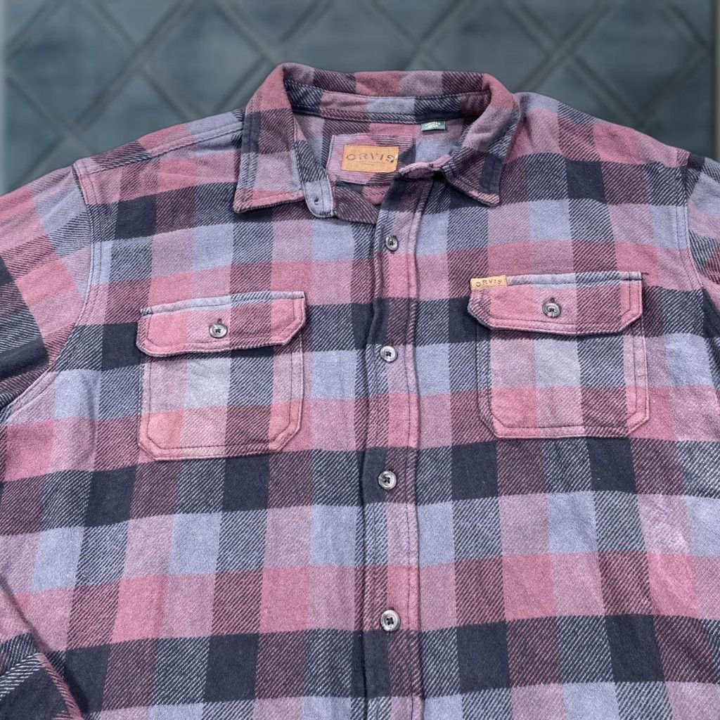 Orvis Orvis Flannel Shirt Jacket Mens 2XL Red Gray Plaid Quilted Shacket Pockets Size US XXL / EU 58 / 5 - 1 Thumbnail