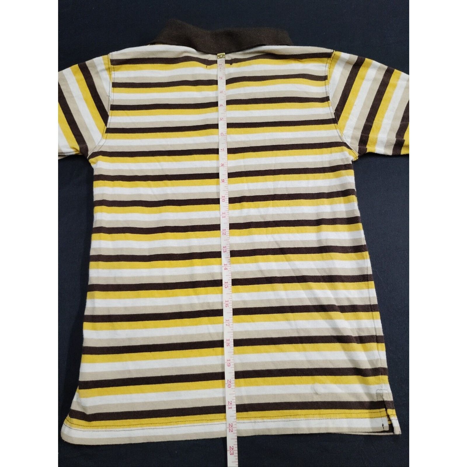Coogi COOGI Brown, Yellow & White Striped Kids Polo Size XL / US 12-14 / IT 48-50 - 6 Thumbnail
