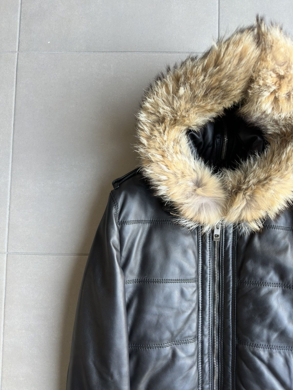 Dior × Hedi Slimane Dior Homme AW04 “VOTC” fur hooded leather jacket Size US M / EU 48-50 / 2 - 4 Thumbnail