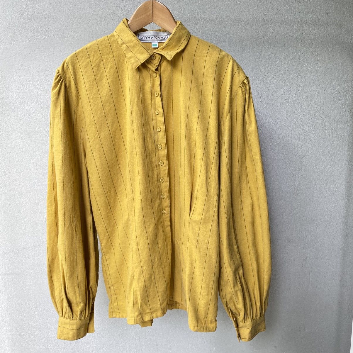 Norma Kamali Norma Kamali Yellow Stripe Soft Button Blouse Size M / US 6-8 / IT 42-44 - 6 Thumbnail