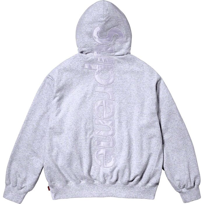 Supreme Supreme SATIN APPLIQUÉ HOODED SWEATSHIRT GREY MEDIUM | Grailed