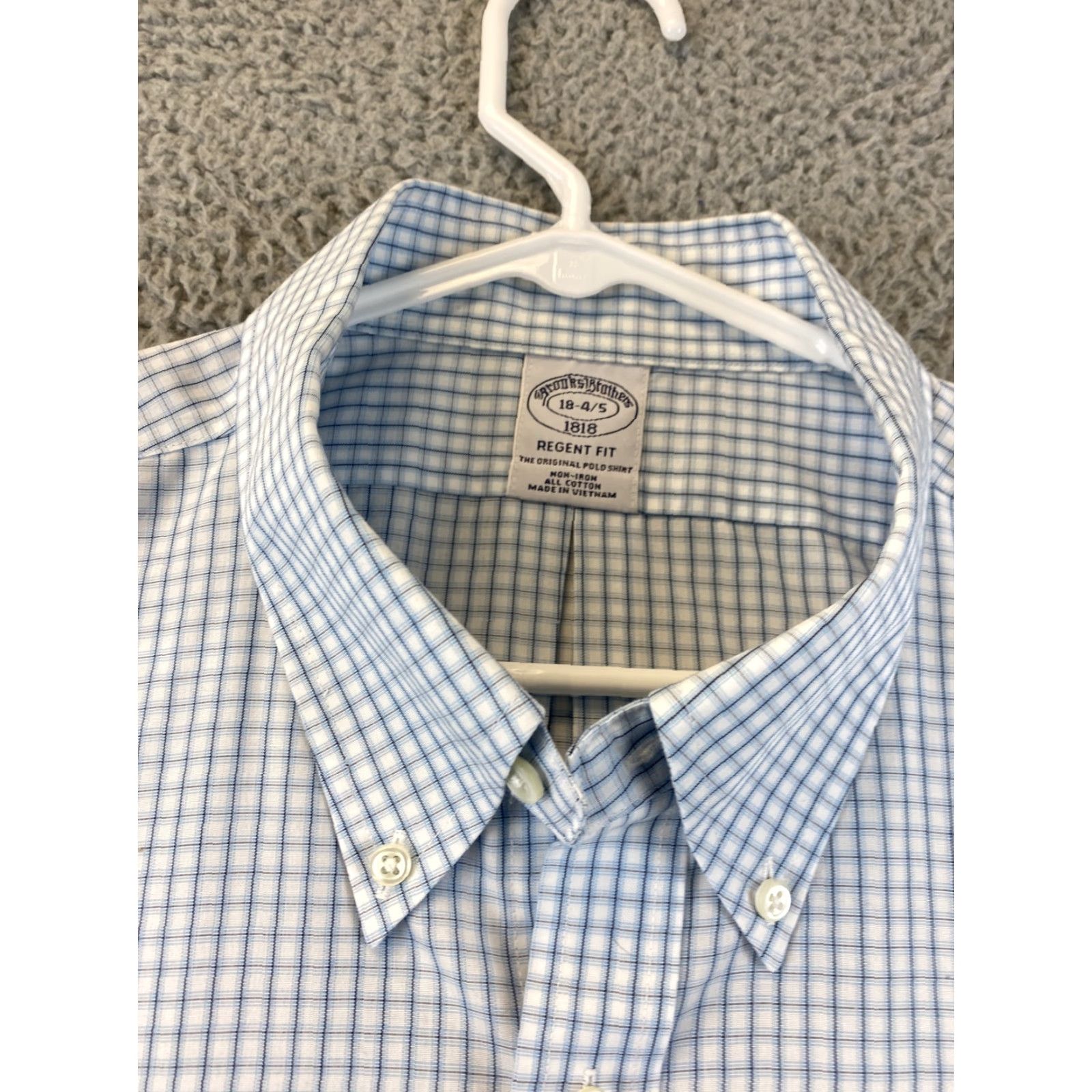 Brooks Brothers VINTAGE Brooks Brothers Plaid Dress Shirt Mens Slim Fit Long Sleeve Blue Cotton Size 18 Size 48R - 5 Thumbnail