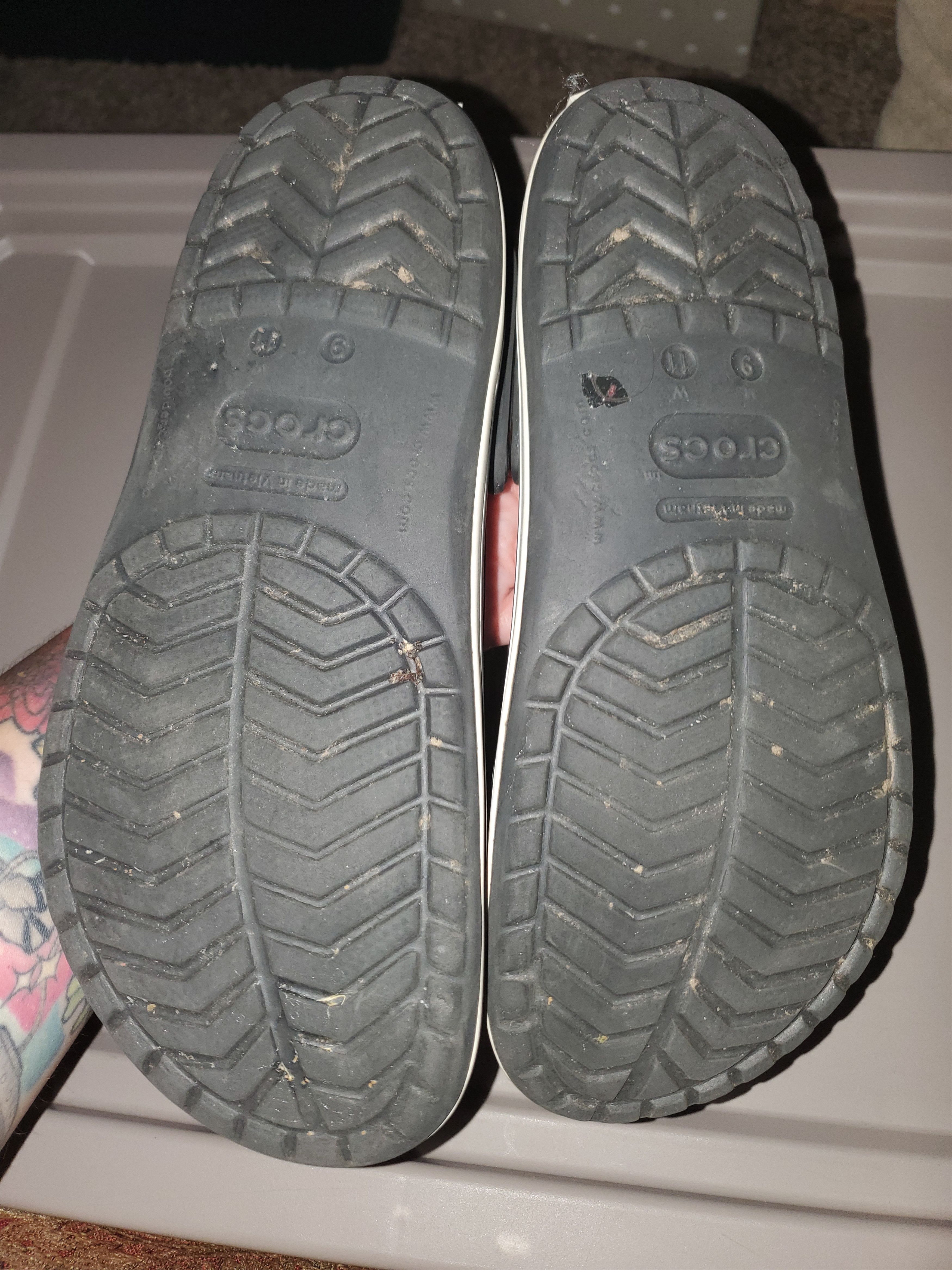 Crocs Black + White Crocs with Croc Charms (W11/M9) Size US 11 / IT 41 - 3 Thumbnail