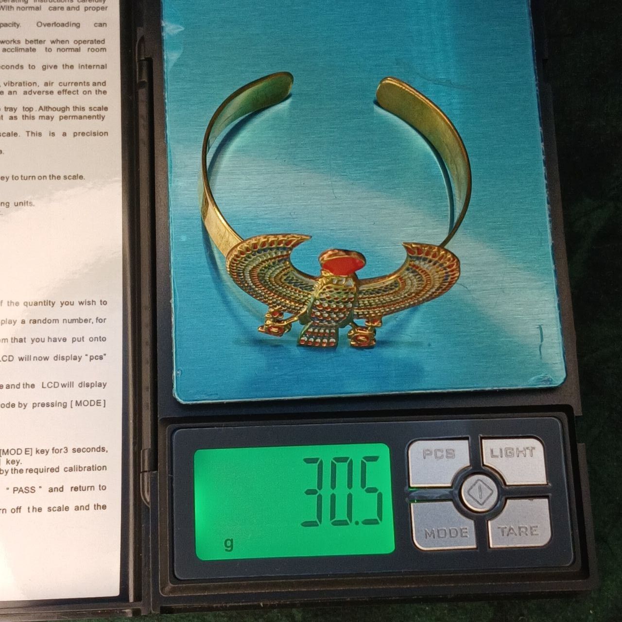 Handmade Egyptian Heritage Gold Plated Red Horus Bird bracelet Size ONE SIZE - 4 Thumbnail