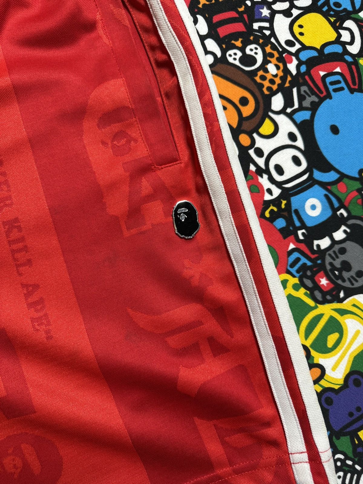 Bape A Bathing Ape Red Polyester Logo Shorts Size US 32 / EU 48 - 3 Thumbnail