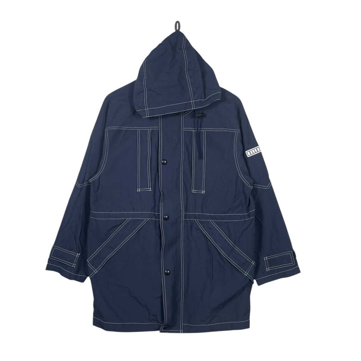 Vintage Vintage ELLE Sports Hooded Rain Jacket Parka Navy Contrast Size US L / EU 52-54 / 3 - 1 Thumbnail