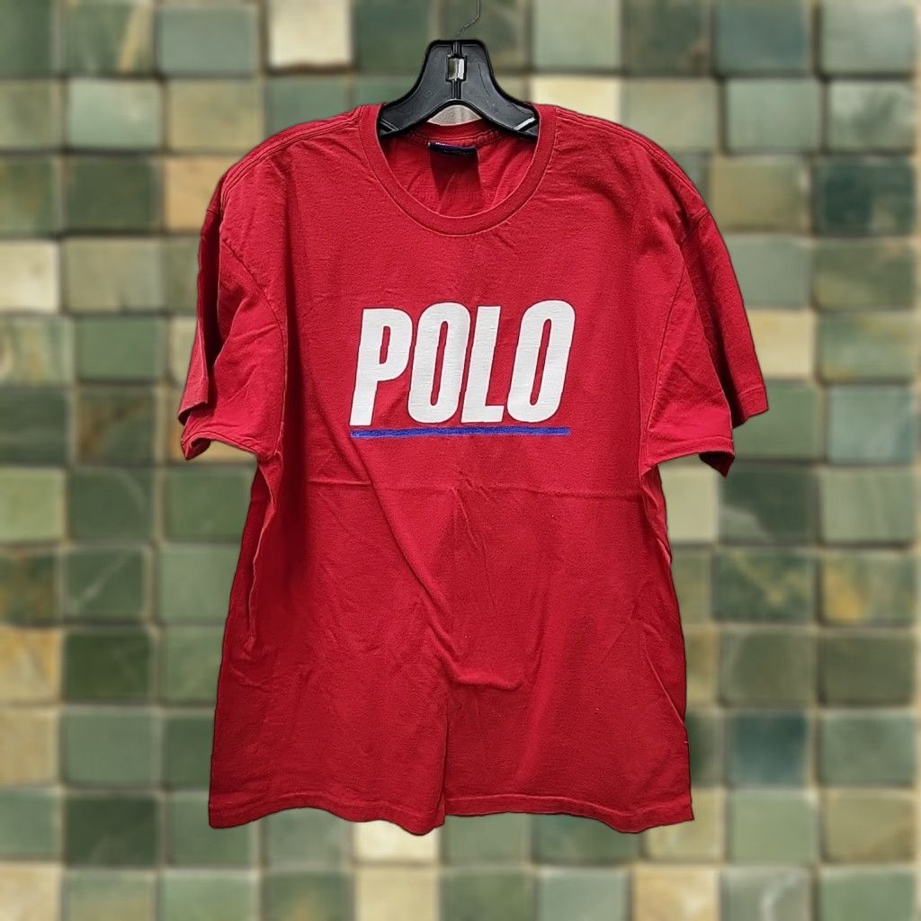 Vintage VINTAGE Polo Sport X Bloomingdales Red Graphic T Shirt Mens M Polo Sport Shirt Mens Red Graphic Print 90s Distressed Chest 22 Length 28.5 Size US M / EU 48-50 / 2 - 1 Thumbnail