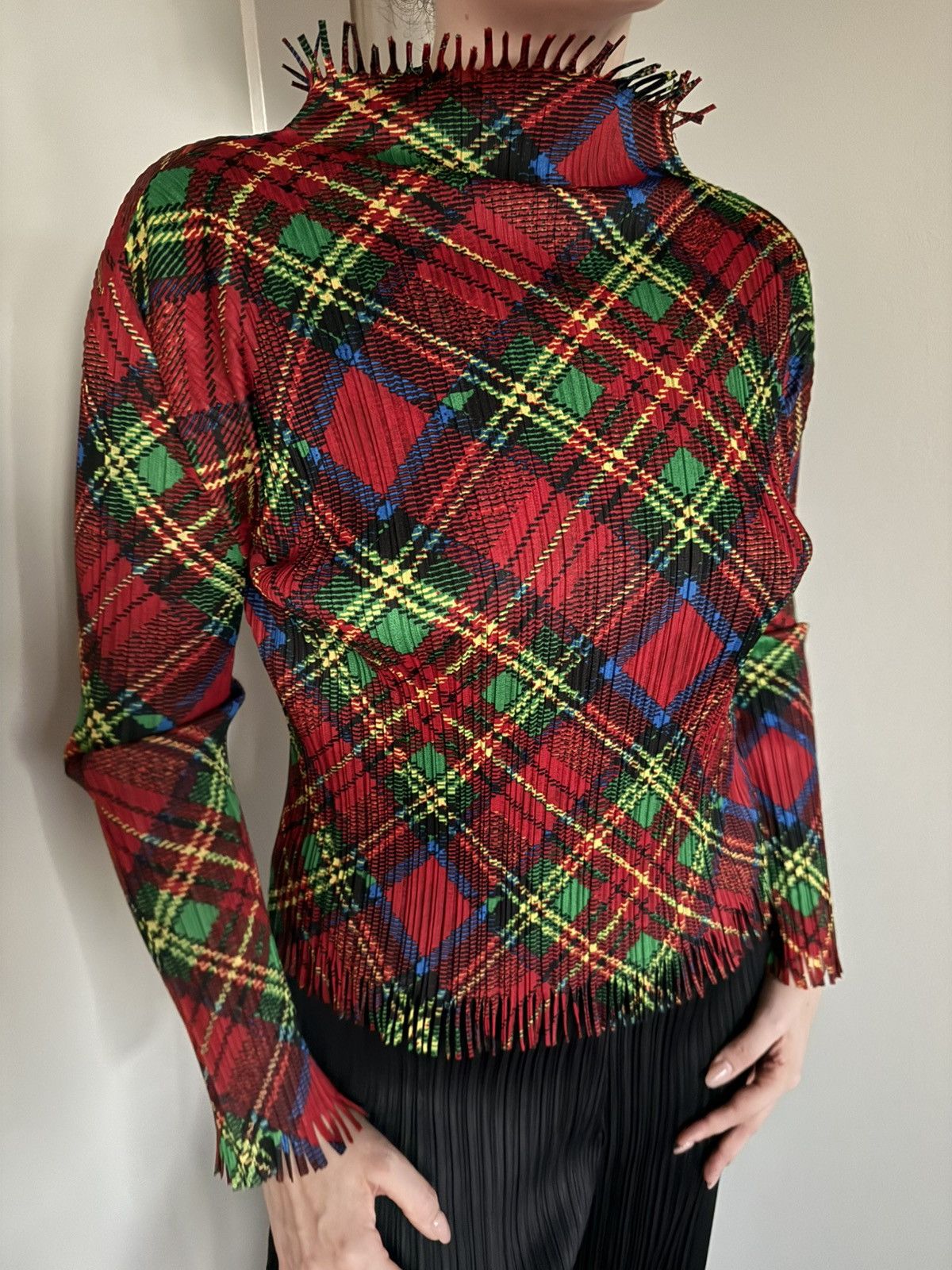 RARE Pleats Please Issey Miyake plaid top
