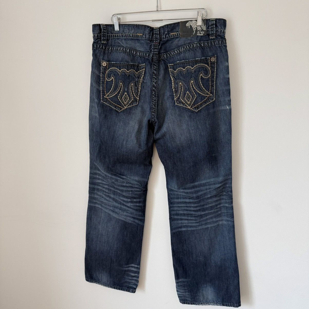 Mek Denim Vtg 2000s Mek Bootcut Faded Distressed Baggy Jeans Y2K Size US 39 - 3 Thumbnail