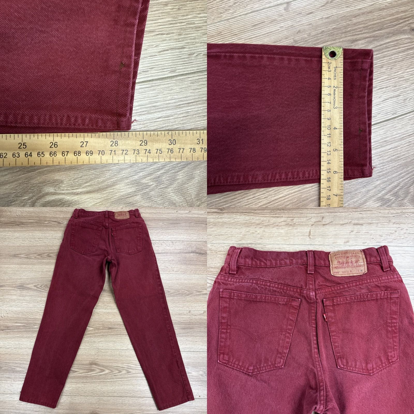 Levi's VINTAGE Levi's 550 Jeans Womens Relaxed Fit Tapered Leg Denim Size 11 Maroon Red 28.5 Inseam Size 32" / US 10 / IT 46 - 8 Thumbnail