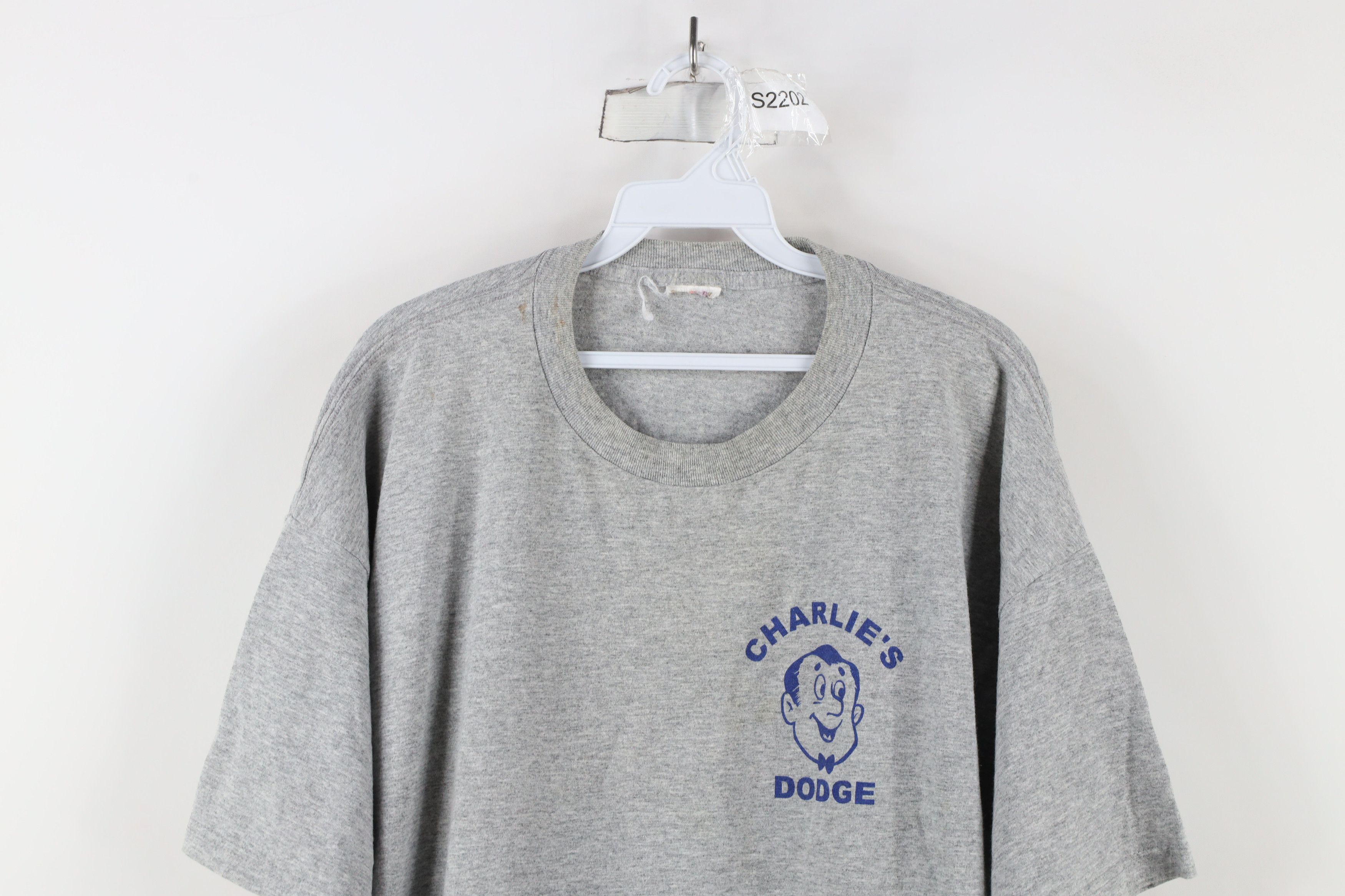 Vintage Vintage 90s Charlies Dodge Ram Big Logo T-Shirt Heather Gray Size US XXL / EU 58 / 5 - 2 Thumbnail
