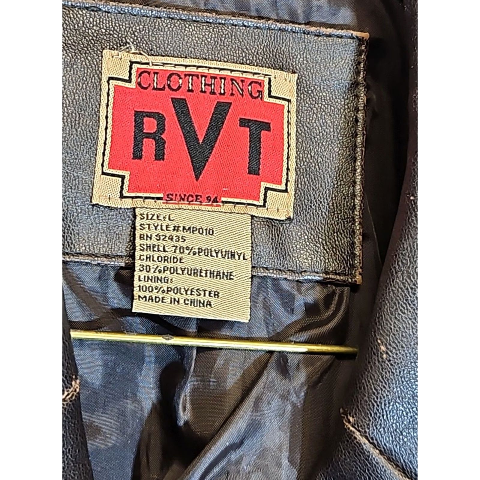 Vintage RVT Black Faux Leather Jacket Blazer Women Large Cropped Mid-Length Polyester Lining Solid Vegan Leather Basic Jacket Size L / US 10 / IT 46 - 4 Thumbnail