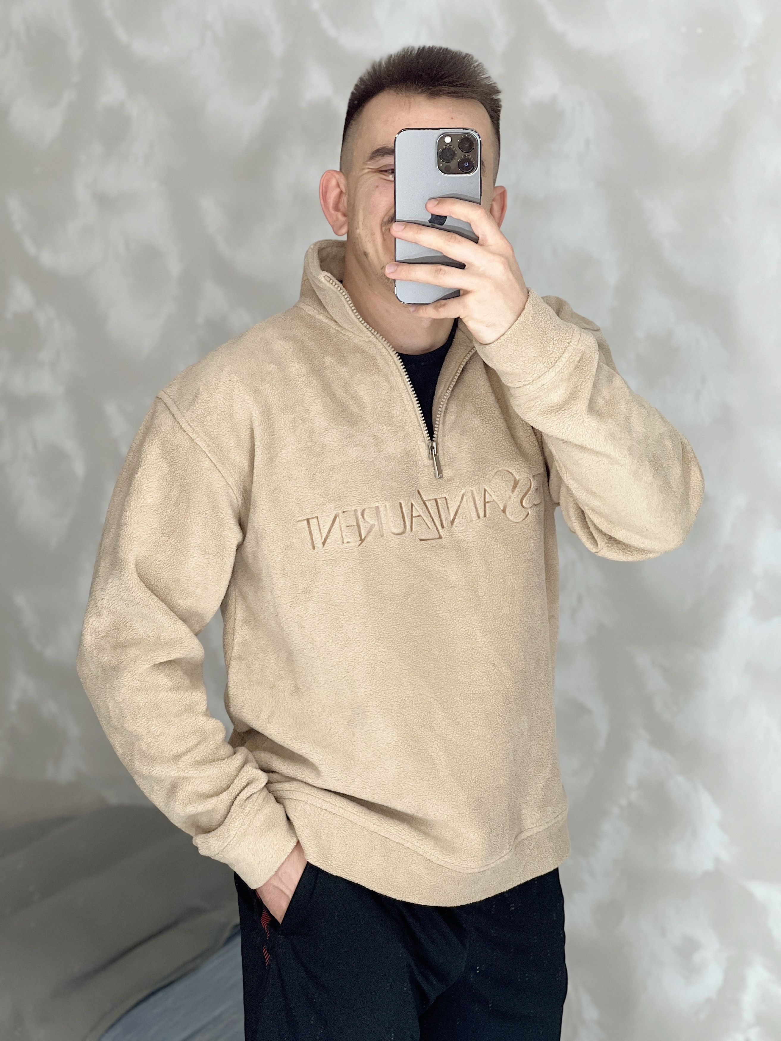 Vintage Vintage Yves Saint Laurent Fleece 1/4 zip Pullover Size US M / EU 48-50 / 2 - 5 Thumbnail