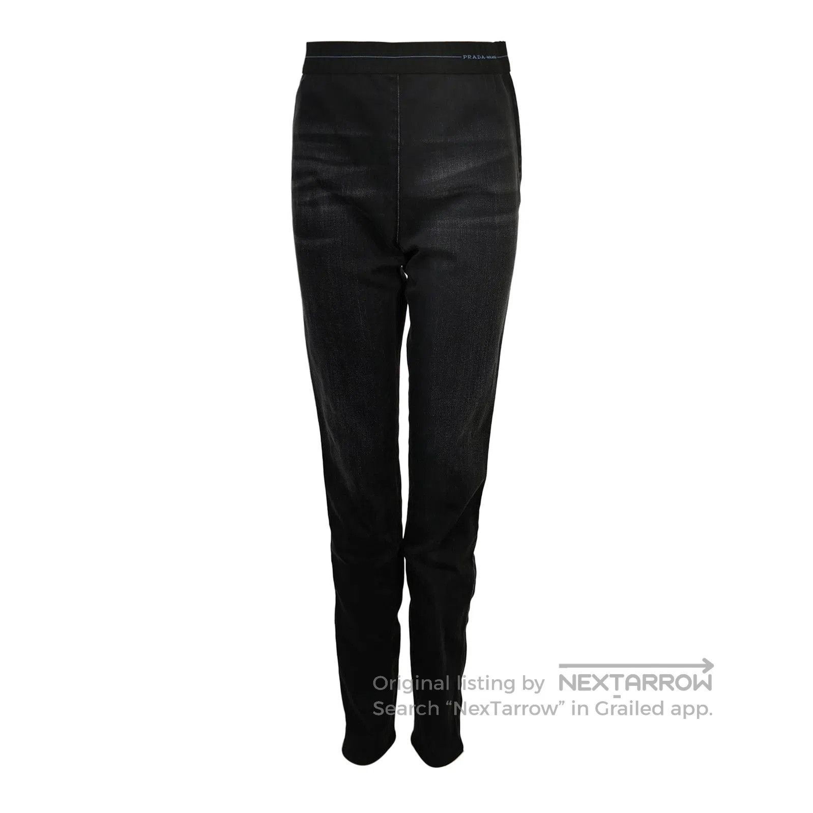Prada Prada Black Cotton Logo Pants in Size 4. Size 39" - 1 Thumbnail