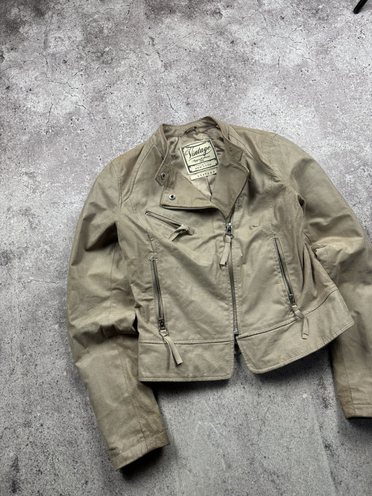 Japanese Brand SICK DISTRESSED BIKER ASSYMETRICAL ZIP LEATHER JACKET Y2K Size M / US 6-8 / IT 42-44 - 2 Thumbnail