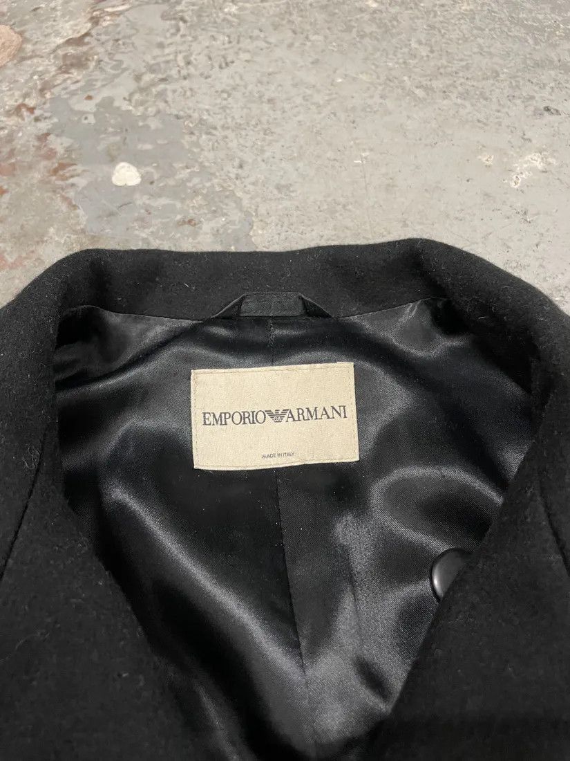 Emporio Armani × Vintage 1990s Emporio Armani Asymmetrical Black Wool Trench Coat Size US M / EU 48-50 / 2 - 7 Thumbnail
