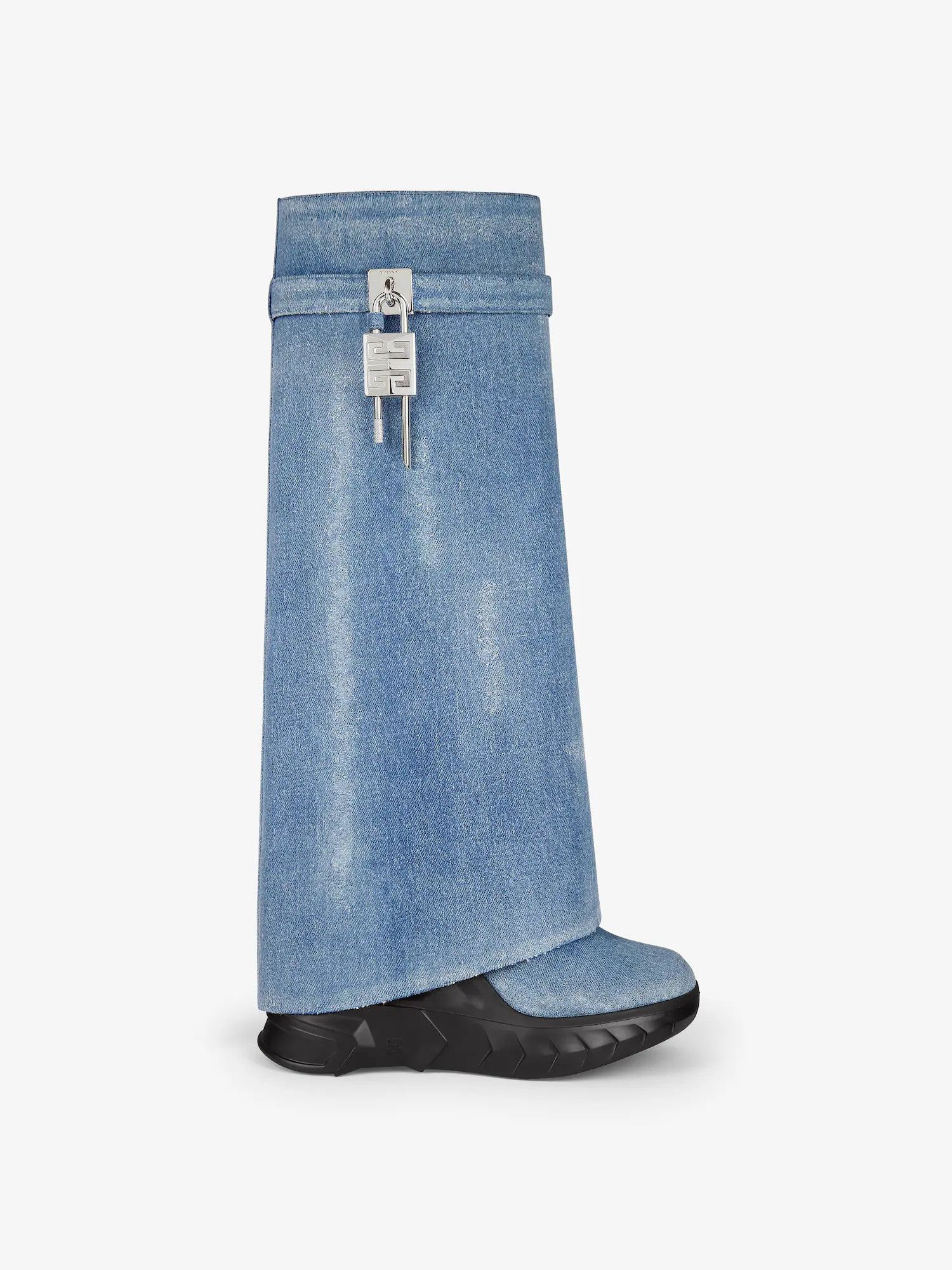 Givenchy o1w1db10325 Shark Lock Boots Biker 120mm in Denim Size US 7 / IT 37 - 1 Preview