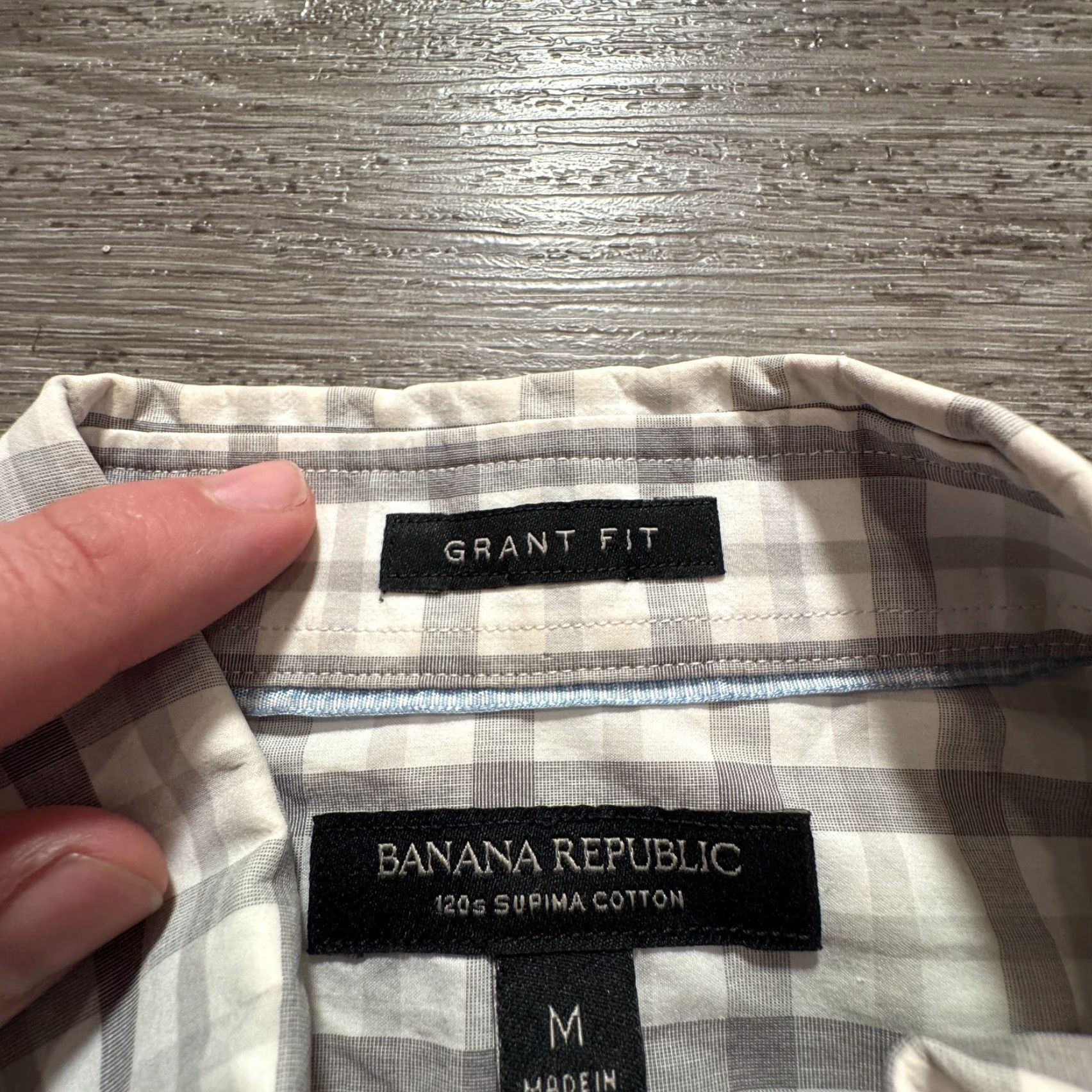 Banana Republic Banana Republic Shirt Mens Medium Gray Plaid Button-Up Grant 120 Supima Cotton Size US M / EU 48-50 / 2 - 4 Thumbnail