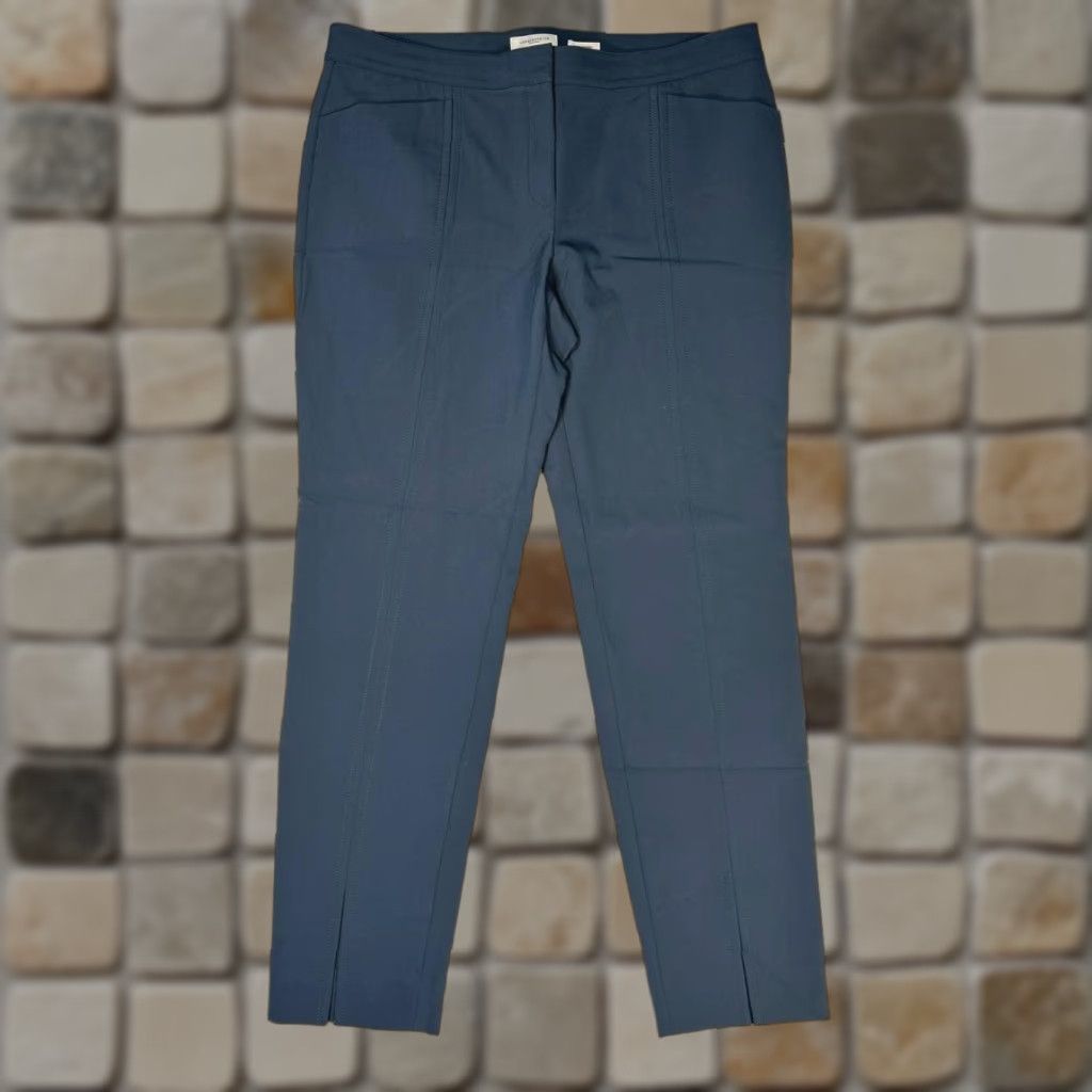 Vintage Lafayette 148 New York Waldorf Pants Womens 14 Blue Stretch Mid Rise Front Slits Size 36" / US 14 / IT 50 - 1 Thumbnail