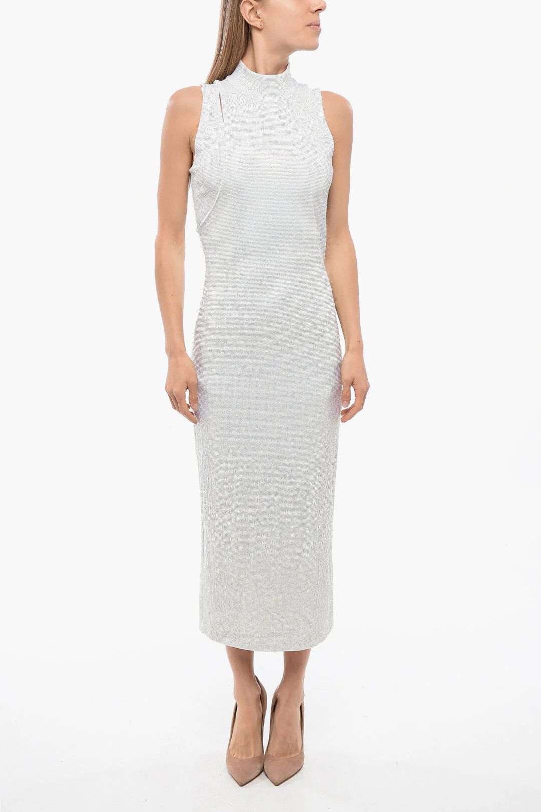Balmain og1mm0326 Layered Midi Dress in Grey Size S / US 4 / IT 40 - 1 Thumbnail