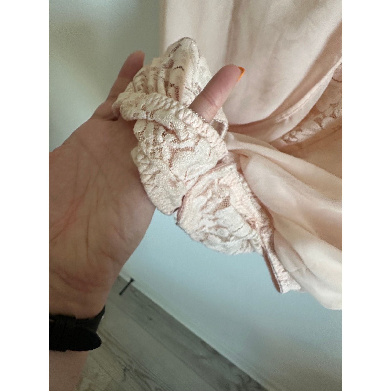Other We Are HAH Pink Lace Long Sleeve Round Neck Floral Bodysuit Size L / US 10 / IT 46 - 10 Thumbnail