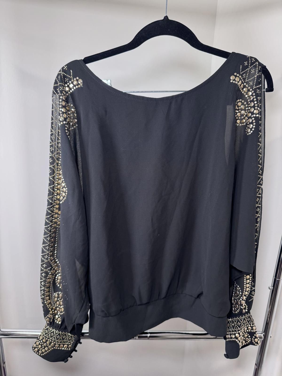 Other Soiebli Black Embellished Long Sleeve Blouse, Size L Size L / US 10 / IT 46 - 1 Thumbnail
