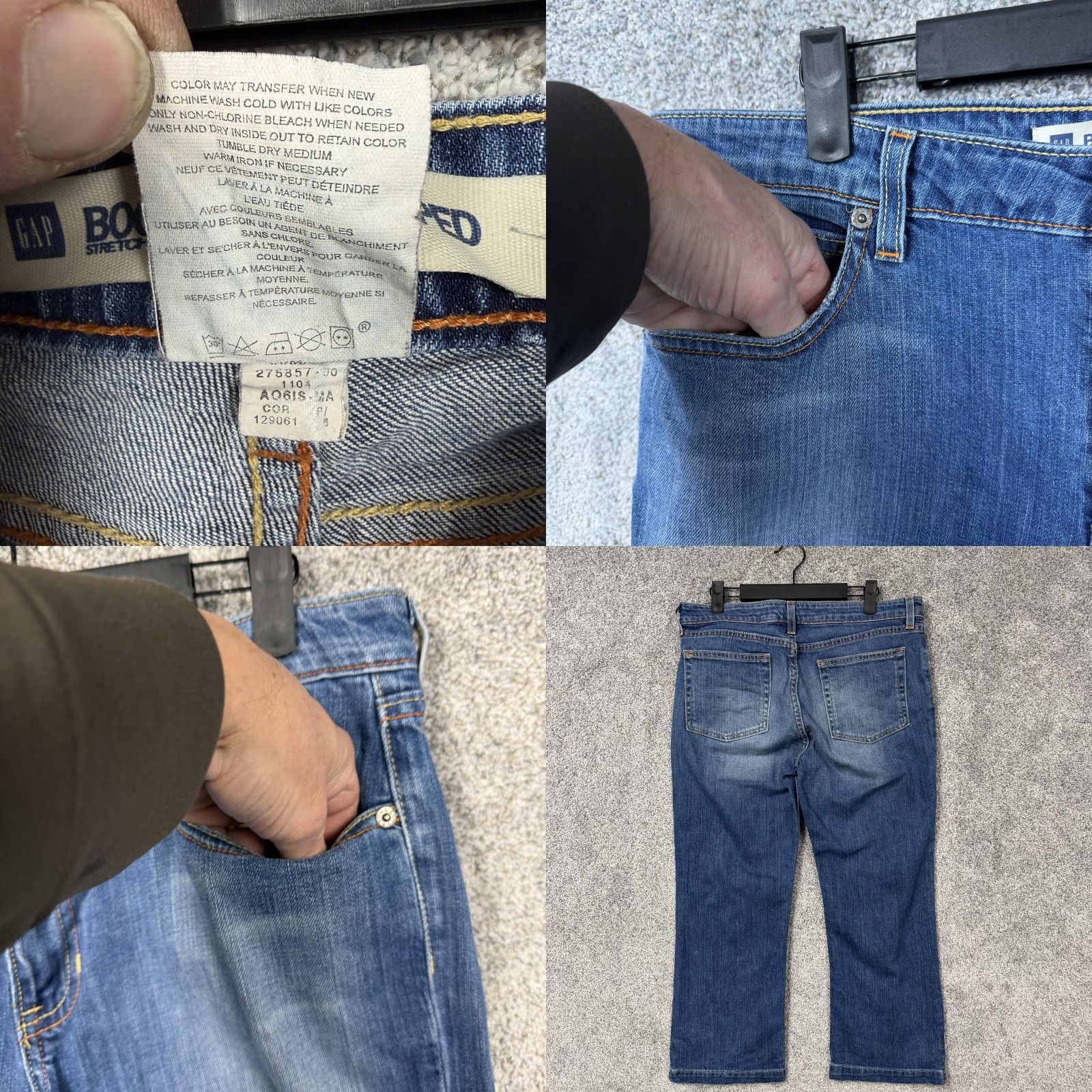Gap Gap Jeans Womens 10 Boot Cut Cropped Stretch Blue Mid Rise Denim 33x23 Size 32" / US 10 / IT 46 - 8 Thumbnail