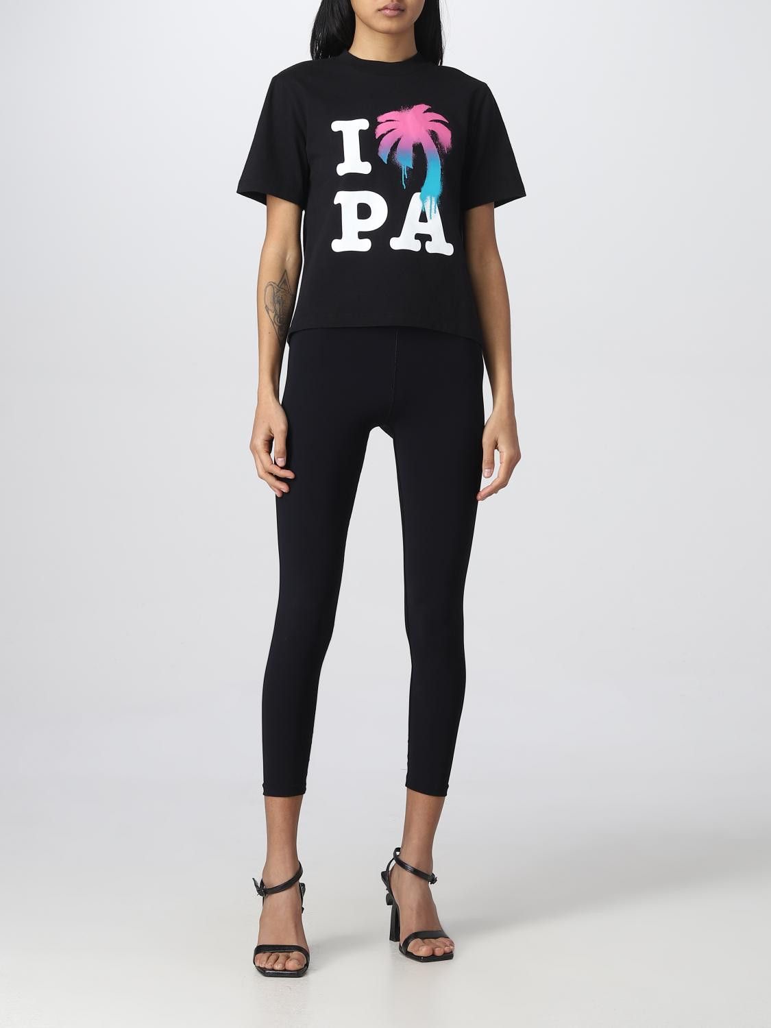 Palm Angels o1y1225 Logo Crewneck T-Shirt in Black Size XS / US 0-2 / IT 36-38 - 2 Thumbnail