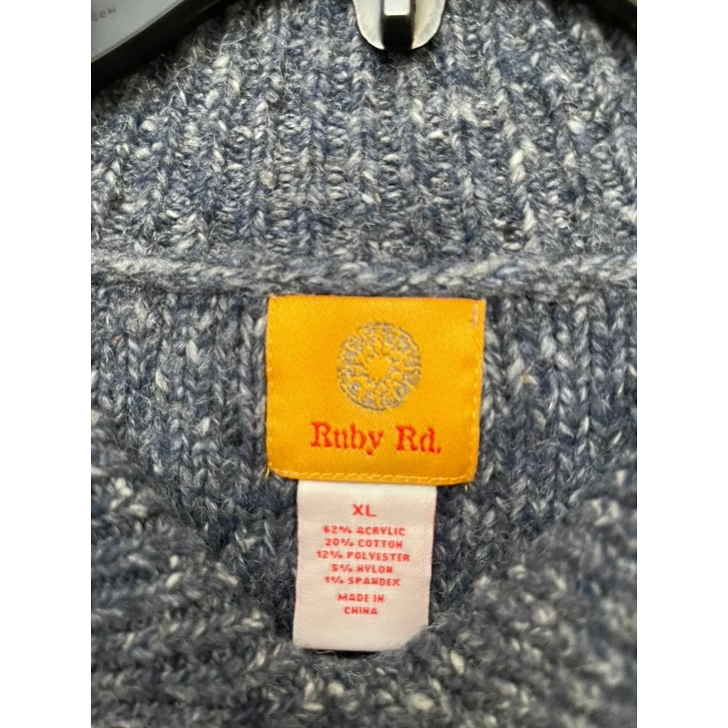Unknown London RUBY RD BLUE Sweater Black Buttons Sz XL Soft 3/4 Fringe Size XL / US 12-14 / IT 48-50 - 4 Thumbnail