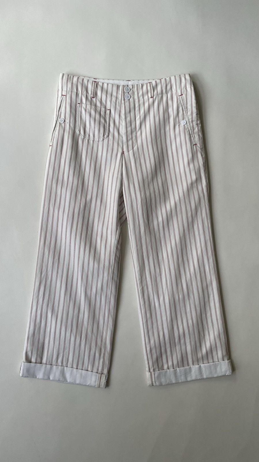 Comme des Garcons S/S 08 Cropped Striped Leg Utility Trousers Size US 32 / EU 48 - 2 Thumbnail