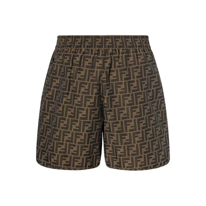 Fendi Fendi Brown Logo Print Relaxed Shorts -2508 Size 35" - 1 Thumbnail