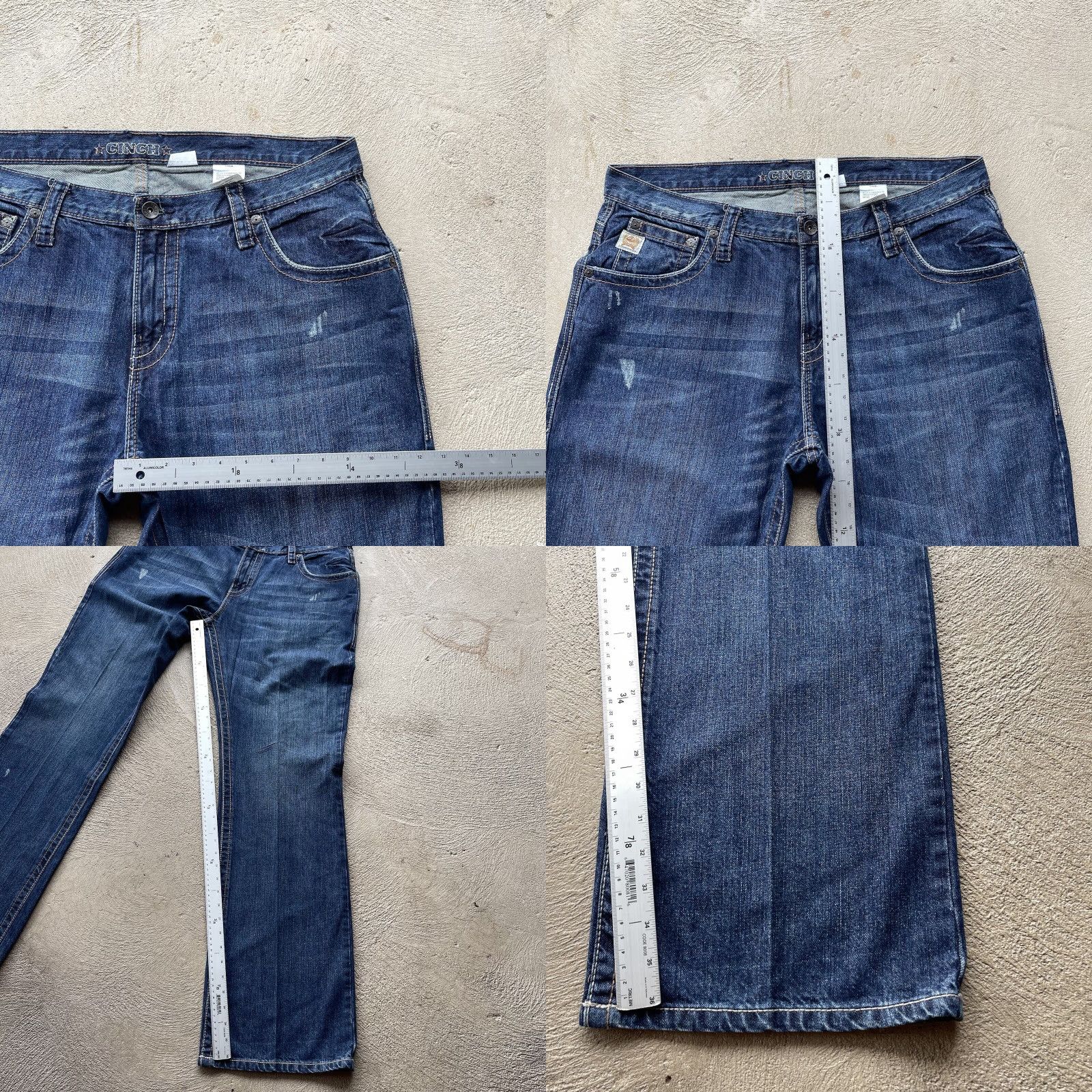 Cinch Mens Jeans 38x36 Bootcut Denim Cotton Relaxed Fit Western Cowboy Logo Casual